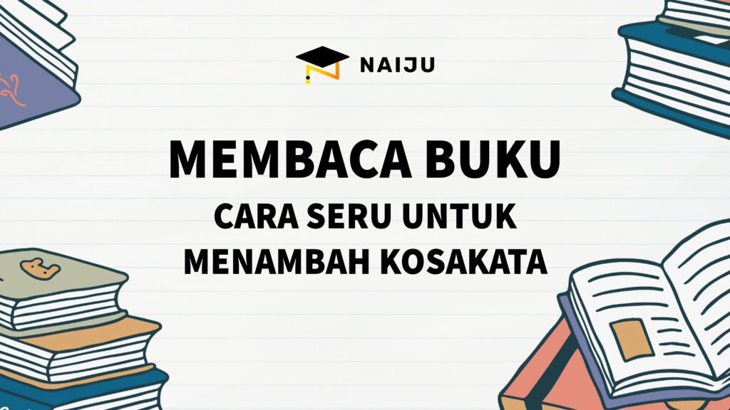 Siswa sedang membaca buku di meja belajar dengan ekspresi antusias, menggambarkan kebiasaan membaca untuk menambah kosakata.